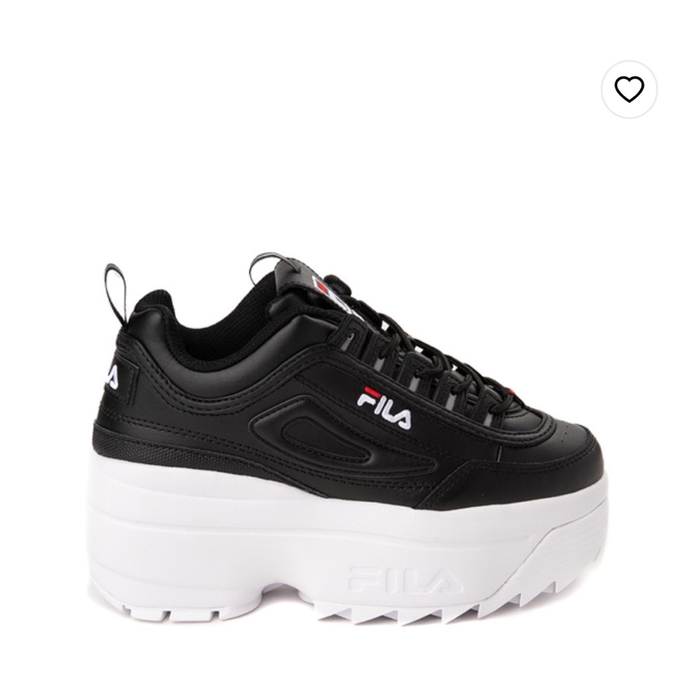 Womens Fila Disruptor Platform Wedge Athletic Shoe - Black / White / Red